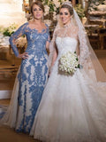 Kendal Sheath/Column Tulle Lace Scoop Long Sleeves Sweep/Brush Train Mother of the Bride Dresses BF2P0020371