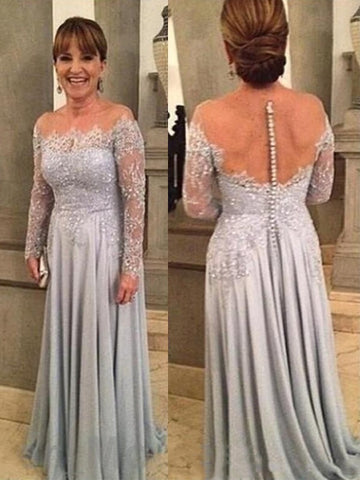 Sariah A-Line/Princess Chiffon Lace Scoop Long Sleeves Sweep/Brush Train Mother of the Bride Dresses BF2P0020372