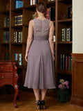 Madisyn A-Line/Princess Chiffon Lace Scoop Sleeveless Tea-Length Mother of the Bride Dresses BF2P0020366
