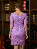 Natalie Sheath/Column Lace V-neck 1/2 Sleeves Short/Mini Mother of the Bride Dresses BF2P0020367