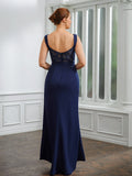 Vera Sheath/Column Stretch Crepe Ruched V-neck Sleeveless Floor-Length Mother of the Bride Dresses BF2P0020258