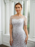 Hana A-Line/Princess Tulle Ruched Bateau Short Sleeves Ankle-Length Mother of the Bride Dresses BF2P0020261