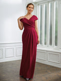 Felicity Sheath/Column Jersey Ruched V-neck Short Sleeves Floor-Length Mother of the Bride Dresses BF2P0020252