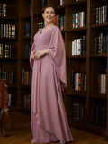 Leah A-Line/Princess Chiffon Ruched V-neck 3/4 Sleeves Floor-Length Mother of the Bride Dresses BF2P0020251