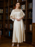 Amara A-Line/Princess Silk like Satin Ruched Scoop 1/2 Sleeves Ankle-Length Mother of the Bride Dresses BF2P0020243