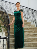 Lizbeth Sheath/Column Velvet Ruched V-neck Sleeveless Floor-Length Mother of the Bride Dresses BF2P0020245