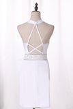 2024 New Arrival Halter Open Back Cocktail Dresses Spandex With Beading