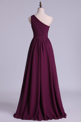 2024 Bridesmaid Dresses A Line One Shoulder Floor Length With Ruffle