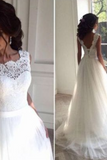 2024 New Arrival Scoop Neck Wedding Dresses A Line Tulle Lace Up