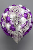 Round Shape Acrylic Cristal Beads With Ribbon Handle Wedding Bouquet (26*20cm)
