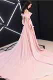 Spaghetti Straps Simple Chiffon Long Prom Dress A Line Evening Dress With Ruffle