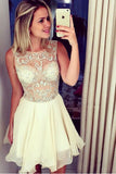 Homecoming Dresses A Line Short/Mini Tulle&Chiffon With Beading