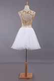 2024 Two-Piece Scoop A Line Short/Mini Homecoming Dresses Tulle Beaded Bodice