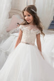 2024 New Arrival Scoop Tulle With Applique Ball Gown Flower Girl Dresses