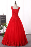 2024 Off-The-Shoulder Prom Dresses Ball Gown Tulle With Applique Zipper Back