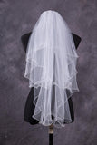 Two-Tier Finger-Tip Length Bridal Veils With Scalloped Edge