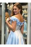 A-Line Off-The-Shoulder Split Prom Dress With Flowers Pockets