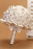 White Rhinestone Crystal Roses Wedding Flowers Bridal Bouquet (30*26cm)