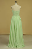 2024 Sweetheart Ruched Bodice Bridesmaid Dress A Line Floor Length Chiffon