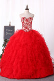 2024 Sweetheart Ball Gown Quinceanera Dresses Floor Length With Beads