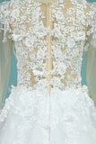 2024 Gorgeous Wedding Dresses A-Line Scoop Long Sleeves Tulle With Applique Chapel Train