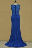 2024 New Arrival Evening Dresses Scoop Spandex & Lace Sweep Train Mermaid