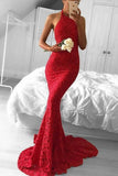 2024 Sexy Lace New Arrival High Neck Prom Dresses Mermaid Zipper Up
