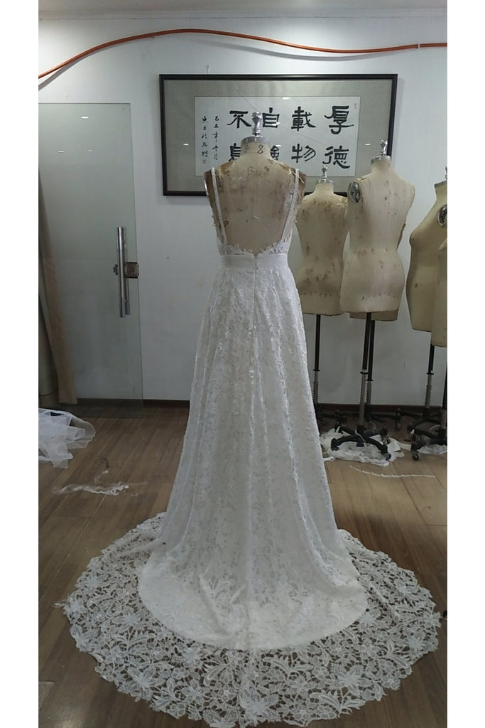 2022 Sexy Open Back Wedding Dresses Mermaid High Neck Lace With Slit