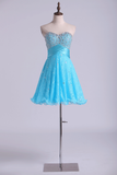 2024 Homecoming Dresses A Line Sweetheart Short Lace With Beading&Sequins