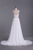2024 Wedding Dresses Straps Court Train With Ruffles & Beads