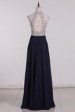 2024 Scoop Prom Dresses Chiffon With Beading A Line Open Back