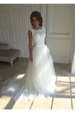 2024 New Arrival Scoop Neck Wedding Dresses A Line Tulle Lace Up