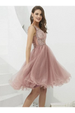 V-Neck Tulle With Beaded Short Homecoming Dresses