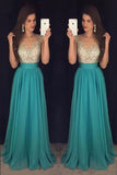 2024 Scoop Prom Dresses A-Line Chiffon With Beaded Bodice And Ruffles