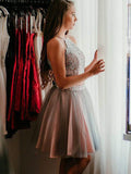 2024 Homecoming Dresses Kay Ball Gown Two Piece Halter Sleeveless Applique Tulle Knee-Length