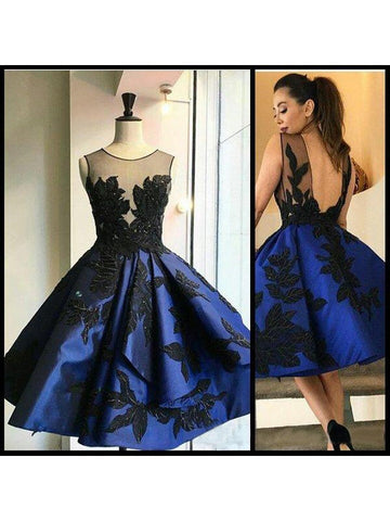 Anabella Satin Homecoming Dresses Scoop Ball Gown Sheer Appliques Flowers Backless Pleated