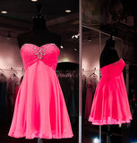 Strapless Sweetheart Chiffon A Line Homecoming Dresses Millie Pleated Backless Fuchsia Ruched