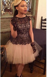 Sleeveless Jewel Pleated Black Tulle Hollow Lace Micaela Homecoming Dresses A Line Flowers