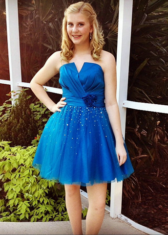 Sweetheart Royal Blue Homecoming Dresses Hayley Sleeveless Tulle Pleated Ruched Short
