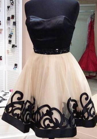 Black Strapless Mollie A Line Homecoming Dresses Sweetheart Backless Organza Pleated