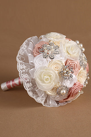 Beautiful Rhinestone Round Roses Bouquets Wedding Flowers (26*22cm)