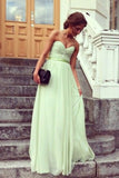 Hot Selling Prom Dresses A Line Floor Length Sweetheart Chiffon Belt Color Sage Discount Price Fast Delivery