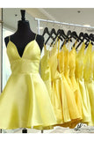 Simple A-Line Short Daffodil Homecoming Dress V Neck