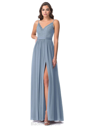 Alma A-Line/Princess Spaghetti Staps Sleeveless Natural Waist Floor Length Bridesmaid Dresses