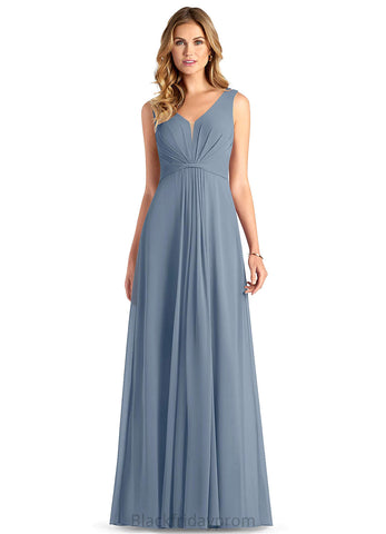 Lillianna Sleeveless Floor Length Natural Waist V-Neck A-Line/Princess Bridesmaid Dresses