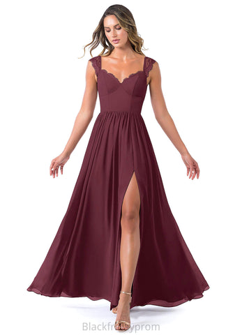 Olympia Sleeveless Floor Length Natural Waist A-Line/Princess One Shoulder Bridesmaid Dresses