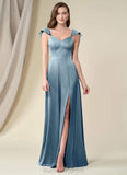 Andrea Spaghetti Staps Natural Waist Sleeveless Floor Length A-Line/Princess Bridesmaid Dresses