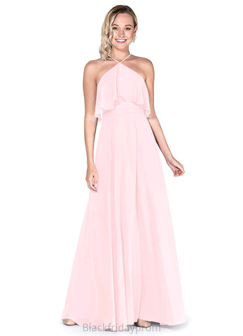Addyson A-Line/Princess Natural Waist Floor Length V-Neck Sleeveless Bridesmaid Dresses
