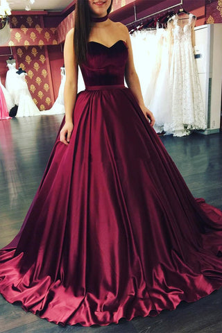 Tight Burgundy Ball Gown Sweetheart Sleeveless Prom Dresses