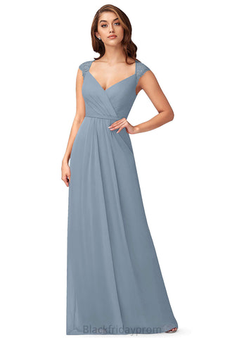 Rowan V-Neck A-Line/Princess Floor Length Natural Waist Sleeveless Bridesmaid Dresses